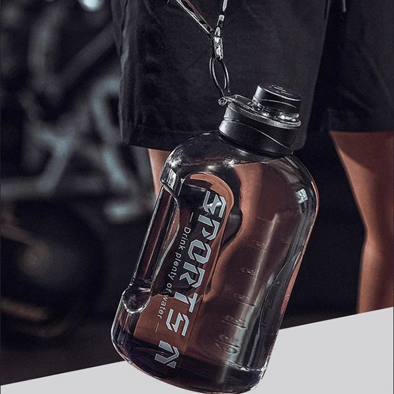 Große Sport-Wasserflasche mit Trageschlaufe für Fitness, Gym, Radfahren, Camping
