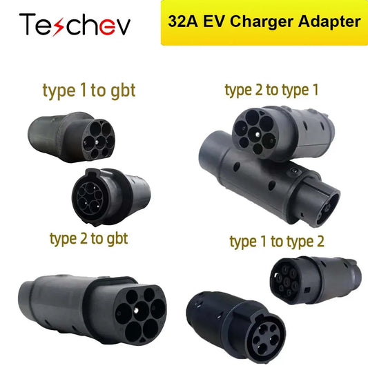 Teschev EV-Ladegerät-Adapter Typ 1 auf Typ 2 Ladeanschluss Typ 2 auf GBT-Stecker-Adapter für Elektroautozubehör