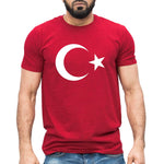 Türkei-Flagge Kurzarm Casual T-Shirt in Rot | Neumond-Stern Design
