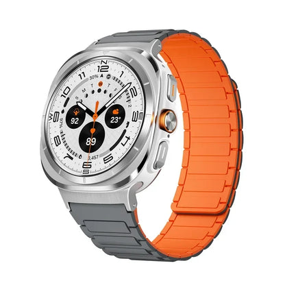 Galaxy Watch Ultra 7 (47mm) Super-Strong-Magnetic Silikon Armband (Grau-Orange)
