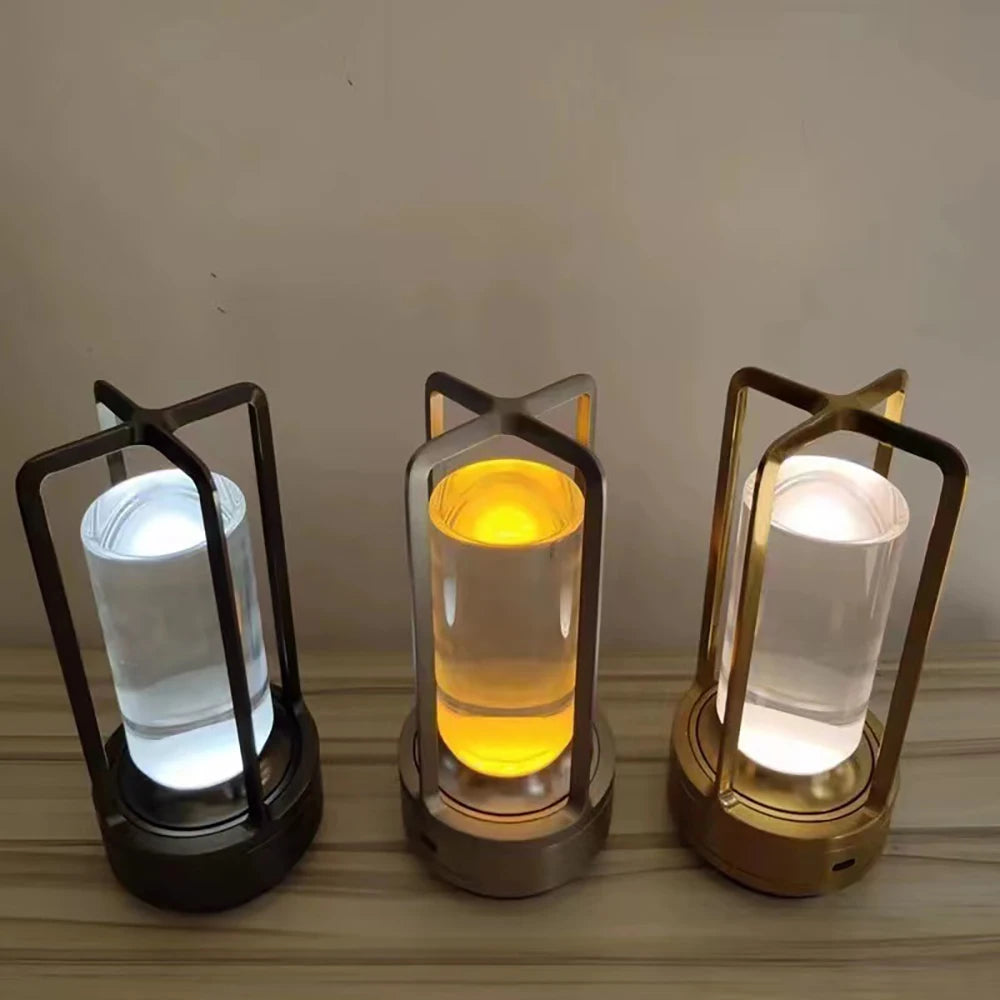 Kristallklar LED Touch Lampe | Nachttischlampe, Elegantes Deko-Licht für Wohnzimmer, Schlafzimmer