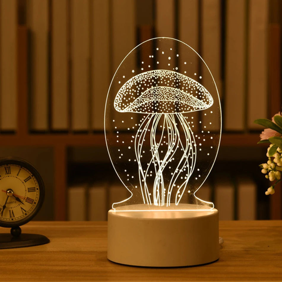 3D Acryl-USB-LED-Nachtlicht im Geschenkbox | Warmweiß
