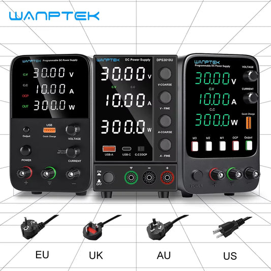 Wanptek 30 V 10 A Labor-Netzteil, Einstellbare Spannung, Strom, Encoder-Einstellung mit USB-Schnellladung, Labor-DC-Netzteil