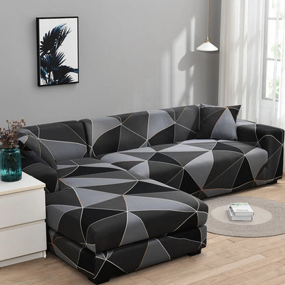 Elastische Sofahusse für 1/2/3/4 Sitzer & L-Form | Stretchbezug für Wohnzimmer, Couch & Sessel (Stil: HeiFang)