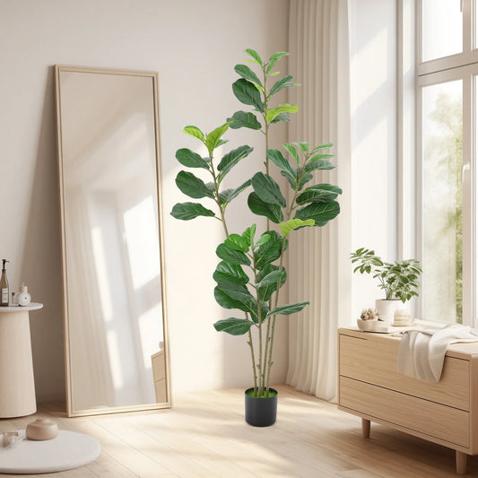 Monstera Deliciosa mit Vier Balken, 180 Cm, Zerlegtes Modell, Große Künstliche Pflanzen mit Topf, Künstliche Ficus-Lyrata-Bäume für Zuhause – Bild 2