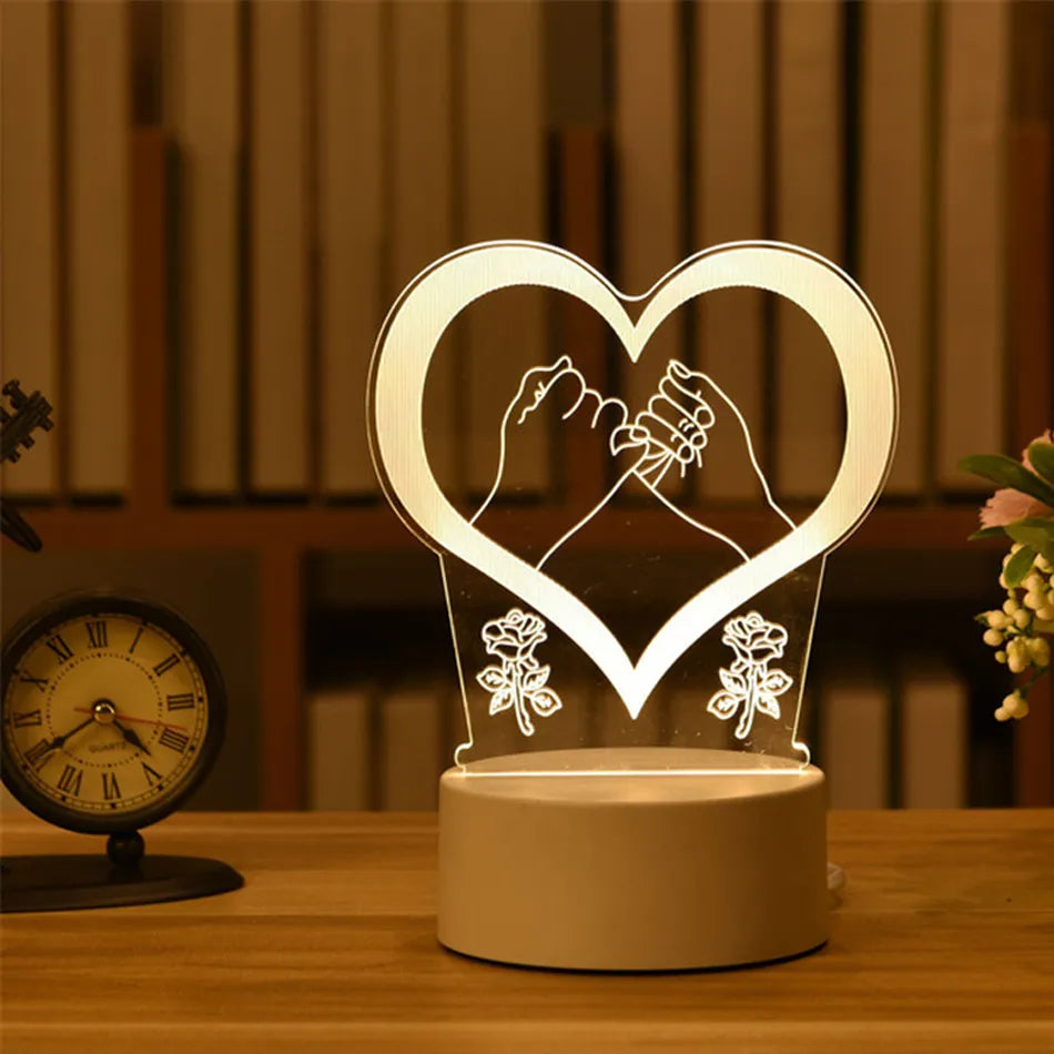 3D Acryl-USB-LED-Nachtlicht | Perfektes Geschenk: Warmweiß - Verlobt