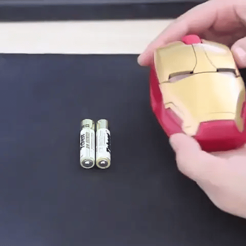 Iron Man Wireless-Maus: Ergonomisch, 2.4G USB Funk, LED-Licht, 1600DPI, leiser Klick, für PC, Laptop, MacBook (Preview GIF)