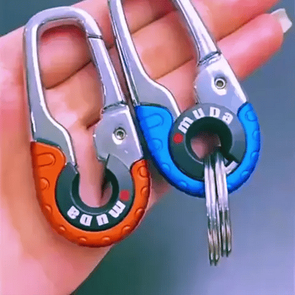 Premium Karabiner Schlüsselanhänger aus Edelstahl | Doppelring, Angler- & Autozubehör (Preview GIF)