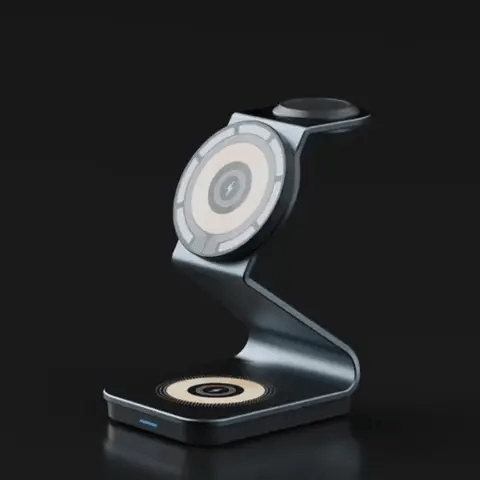 3-in-1 Wireless Ladestation | 15W Magnetisch: Schnelladen für iPhone 15 Pro Max (Preview GIF)