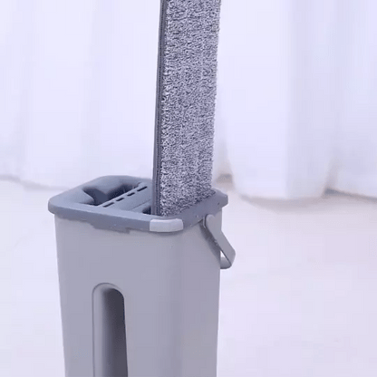Wischmopp-Set mit Eimer | Auswringfunktion und Edelstahlgriff für alle Böden - Preview GIF1