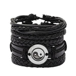 Vintage Ethno-Design Geflochtene Lederarmband für Männer mit Holzperlen