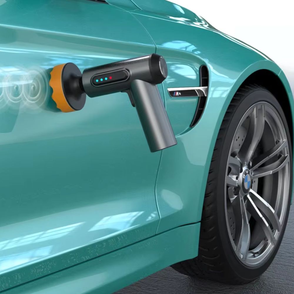Kabellose Mini Auto-Poliermaschine | Tragbare Poliermaschine mit 75mm Polierschwamm & Pads für Auto, Möbel & Metall